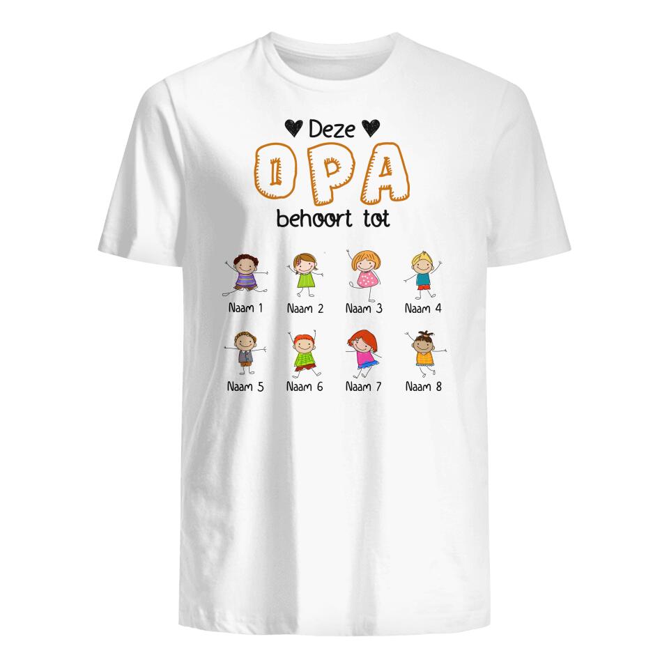 Gepersonaliseerd t shirt voor Papa Opa | Gepersonaliseerd cadeau voor Vader Opa | Deze Opa Papa Behoort Tot