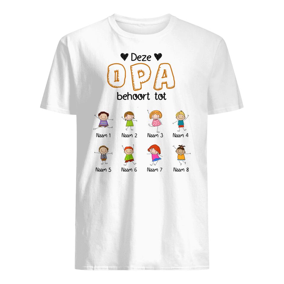 Gepersonaliseerd t shirt voor Papa Opa | Gepersonaliseerd cadeau voor Vader Opa | Deze Opa Papa Behoort Tot