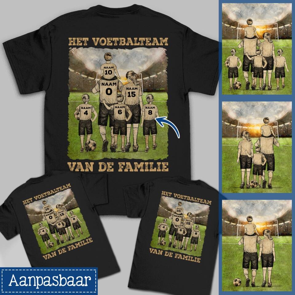 Het Voetbalteam Van De Familie | Gepersonaliseerd T-shirt voor Familie