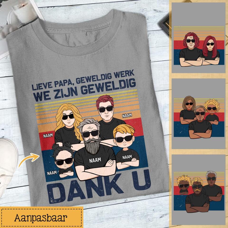Gepersonaliseerd t shirt voor Papa| Gepersonaliseerd cadeau voor Vader| Lieve Papa, Geweldig Werk
