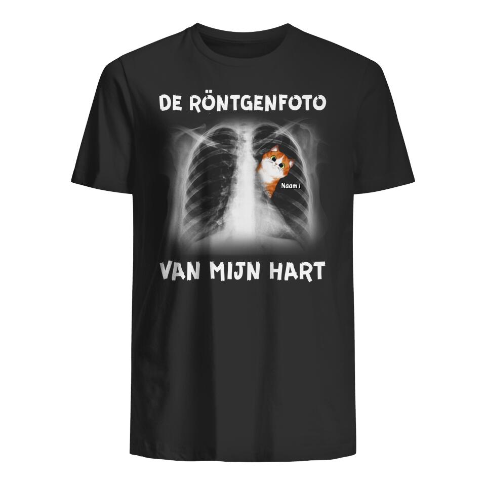 Gepersonaliseerd t shirt voor Kattenliefhebbers| Gepersonaliseerd cadeau voor Kattenliefhebbers|| De Röntgenfoto Van Mijn Hart