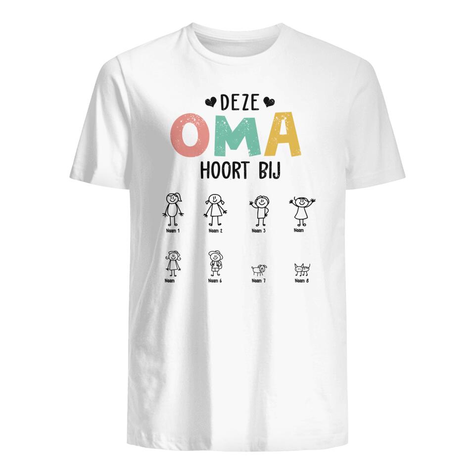 Gepersonaliseerd t shirt voor Oma | Gepersonaliseerd cadeau voor Mama | Deze Mama/ Oma Hoort Bij