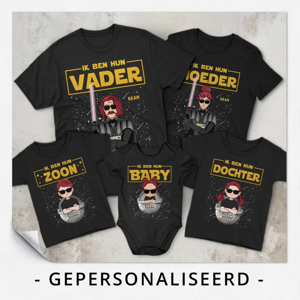 Ik ben hun vader, Ik ben hun moeder | Gepersonaliseerd t shirt voor familie