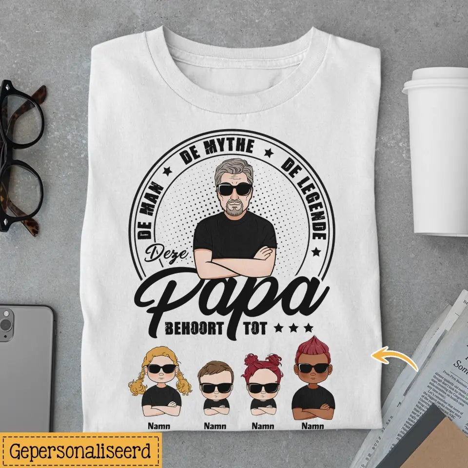 Gepersonaliseerd t shirt voor vader | Gepersonaliseerd cadeau voor Papa | De Man DE Mythe DE legende