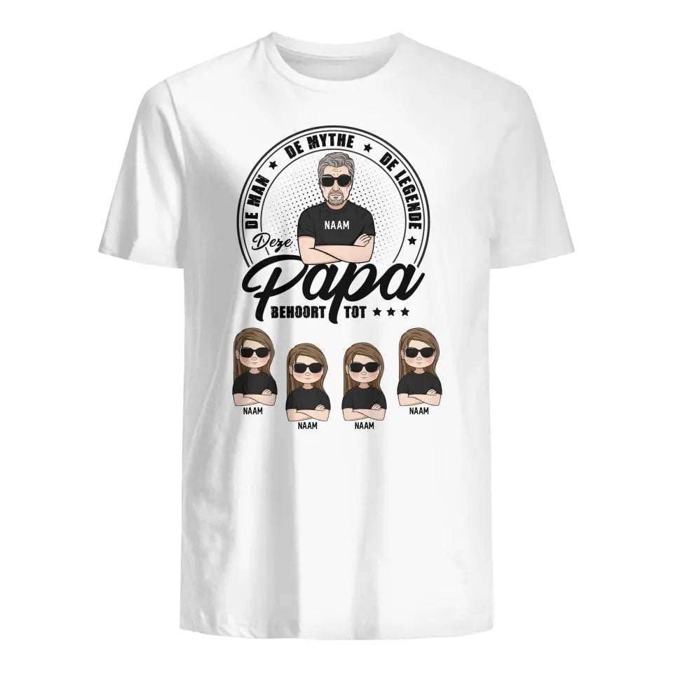 Gepersonaliseerd t shirt voor vader | Gepersonaliseerd cadeau voor Papa | De Man DE Mythe DE legende