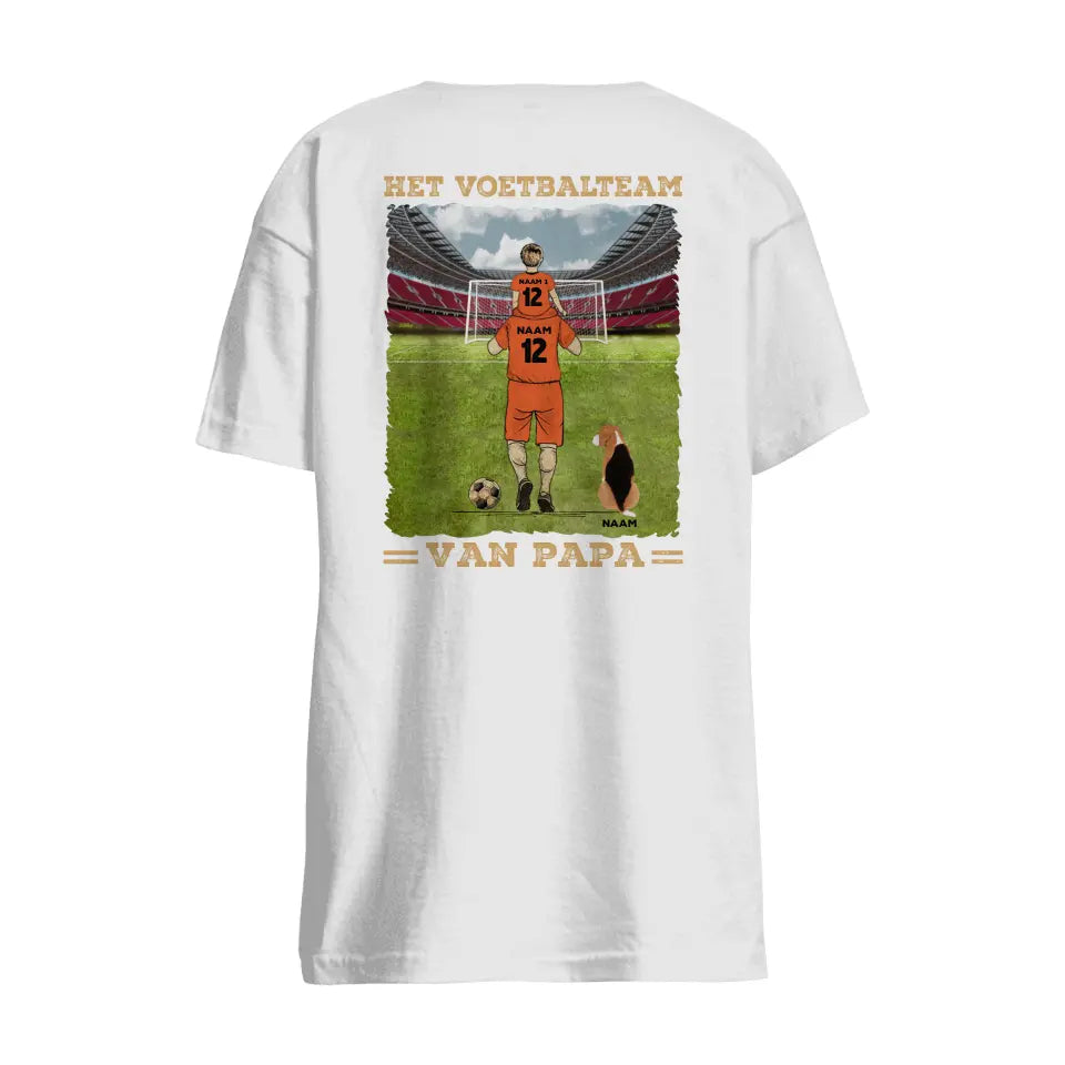 Gepersonaliseerd t shirt voor Papa | Gepersonaliseerd cadeau voor Vader | Het Voetbalteam Van Papa En Honden Vader