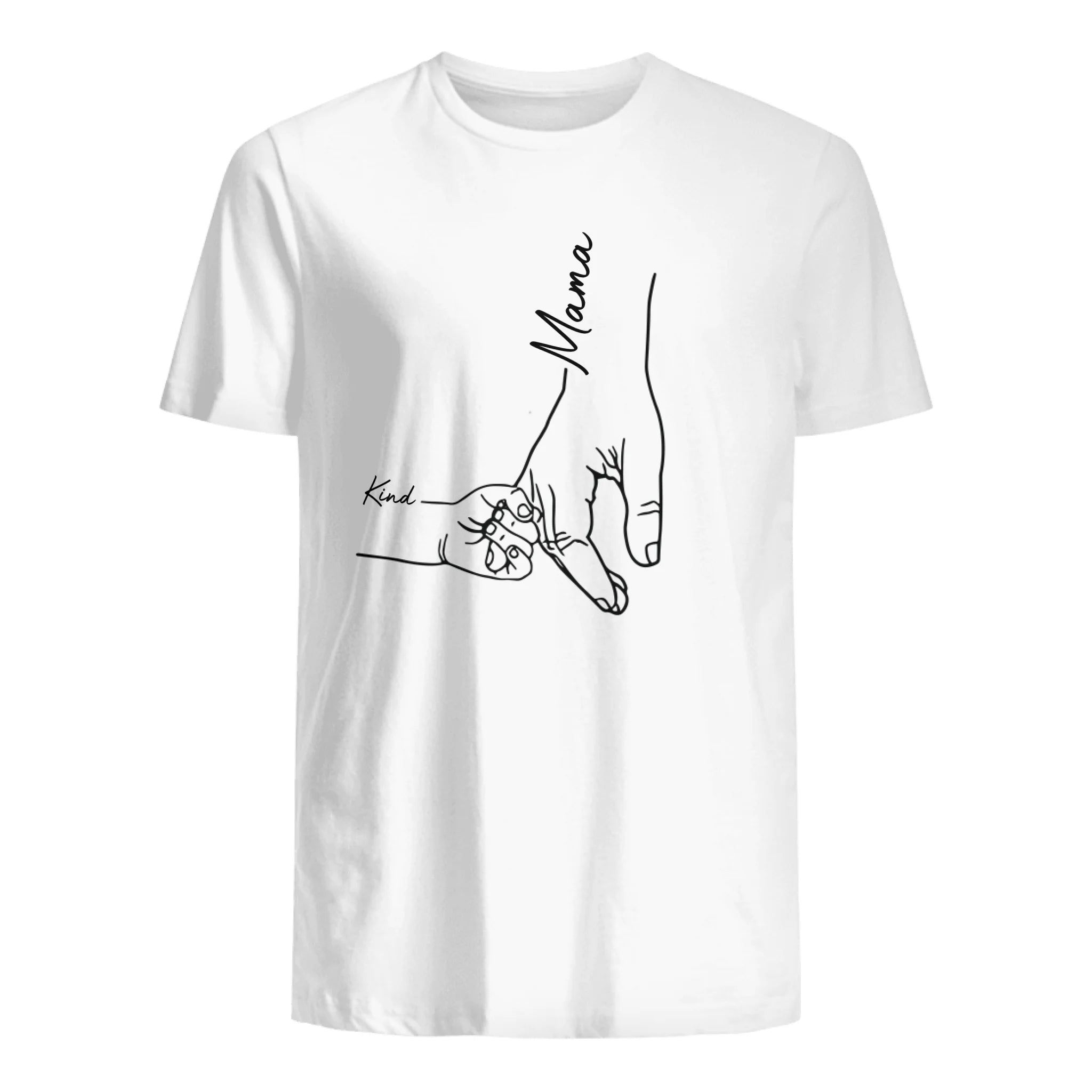 Hand moeder en kinderen koppelen Wit T-shirt | Gepersonaliseerd T-shirt voor Mama
