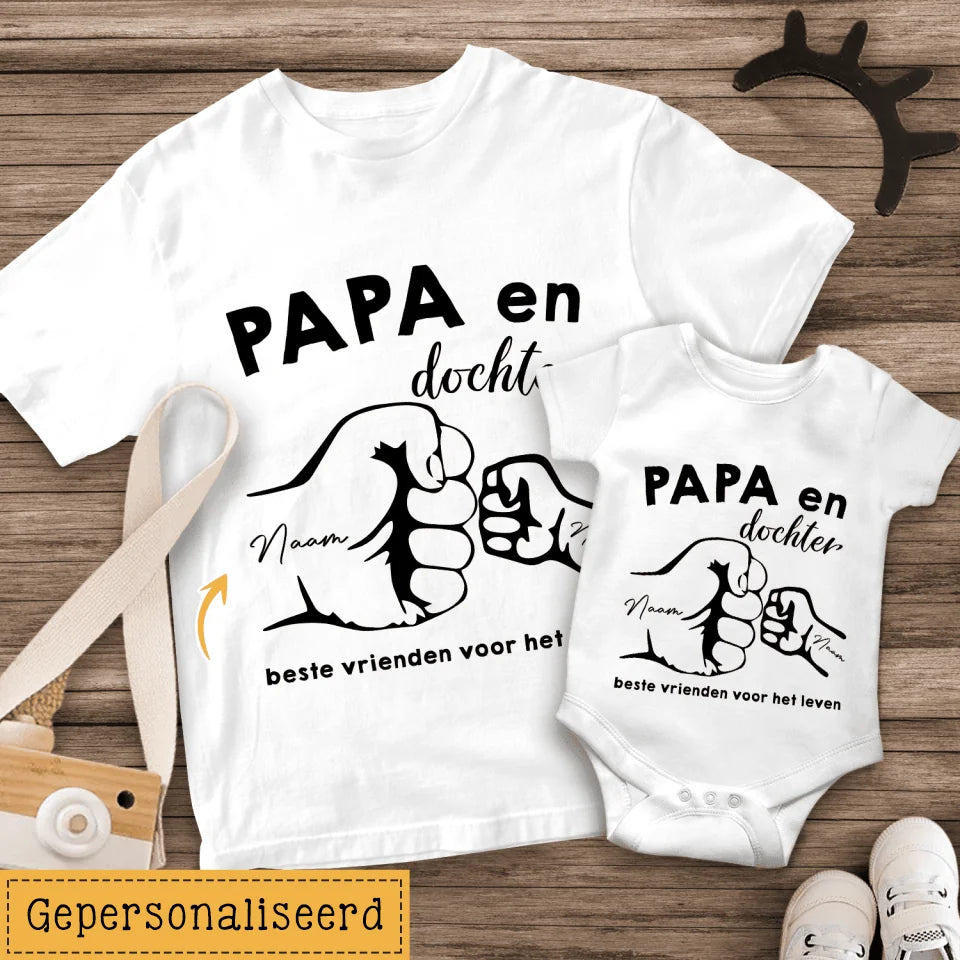 Papa En Dochter/Zoon | Gepersonaliseerd t shirt voor Papa