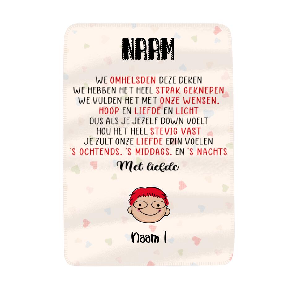 We omhelsden deze deken, Aanpasbaar Fleecedeken voor Mama en Oma