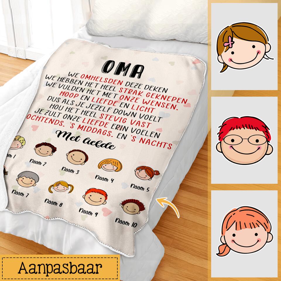 We omhelsden deze deken, Aanpasbaar Fleecedeken voor Mama en Oma
