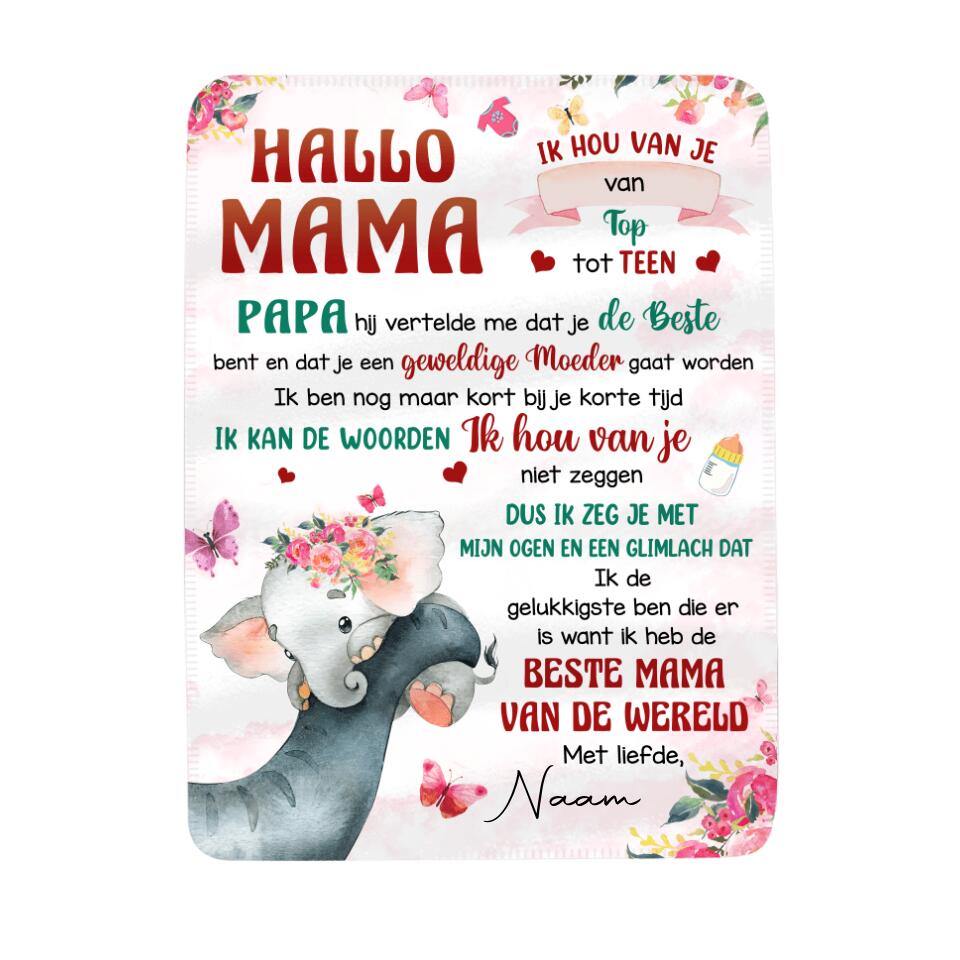 Gepersonaliseerd fleece deken voor Mama | Gepersonaliseerd cadeau voor Moeder| Ik Hou Van Je