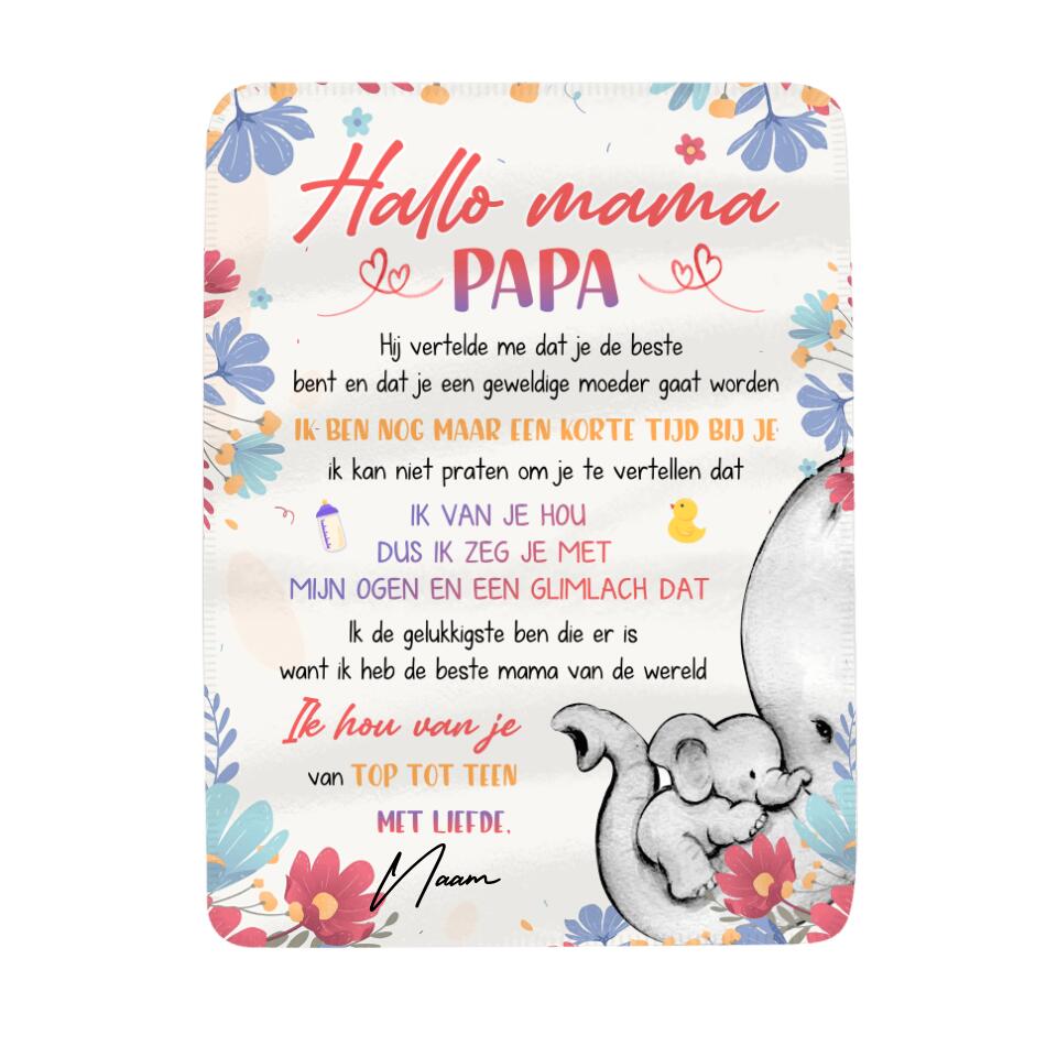 Gepersonaliseerd fleece deken voor  Mama | Gepersonaliseerd cadeau voor Moeder | Hallo Beste Moeder Van De Wereld