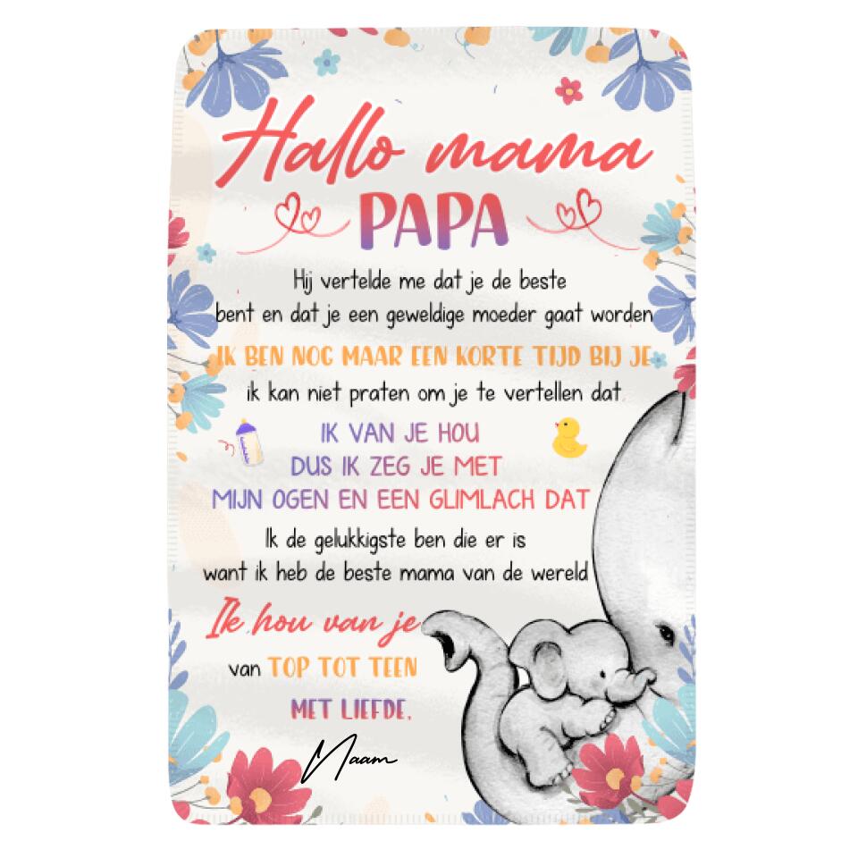 Gepersonaliseerd fleece deken voor  Mama | Gepersonaliseerd cadeau voor Moeder | Hallo Beste Moeder Van De Wereld