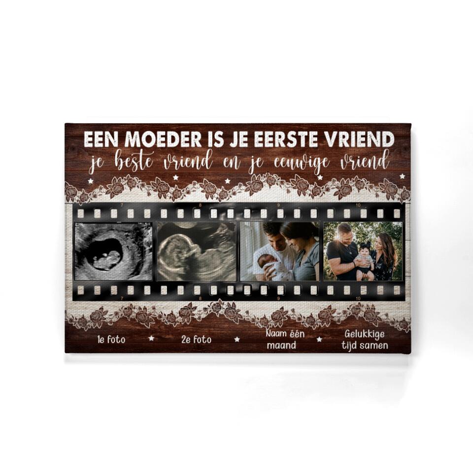 Gepersonaliseerd canvas voor Mama | Gepersonaliseerd cadeau voor Moeder | Een Moeder Is Je Eerste Vriend