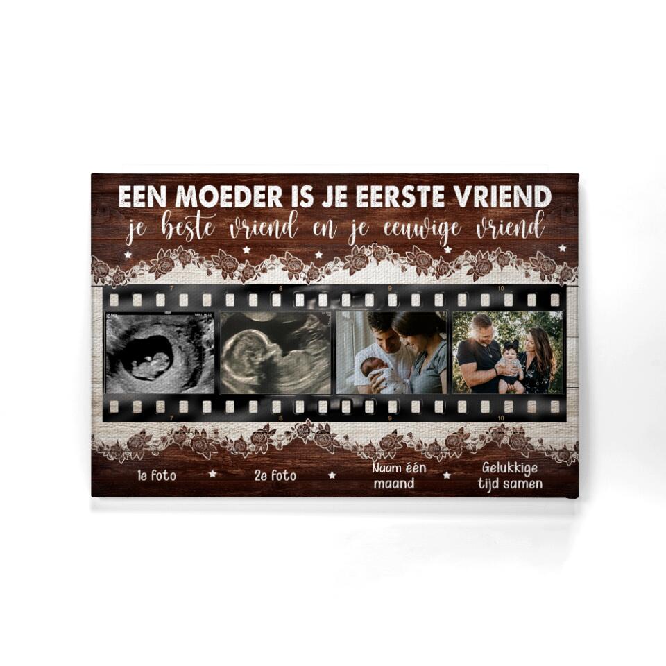 Gepersonaliseerd canvas voor Mama | Gepersonaliseerd cadeau voor Moeder | Een Moeder Is Je Eerste Vriend