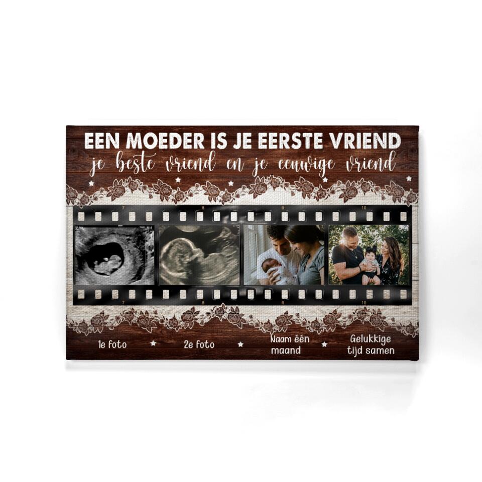 Gepersonaliseerd canvas voor Mama | Gepersonaliseerd cadeau voor Moeder | Een Moeder Is Je Eerste Vriend