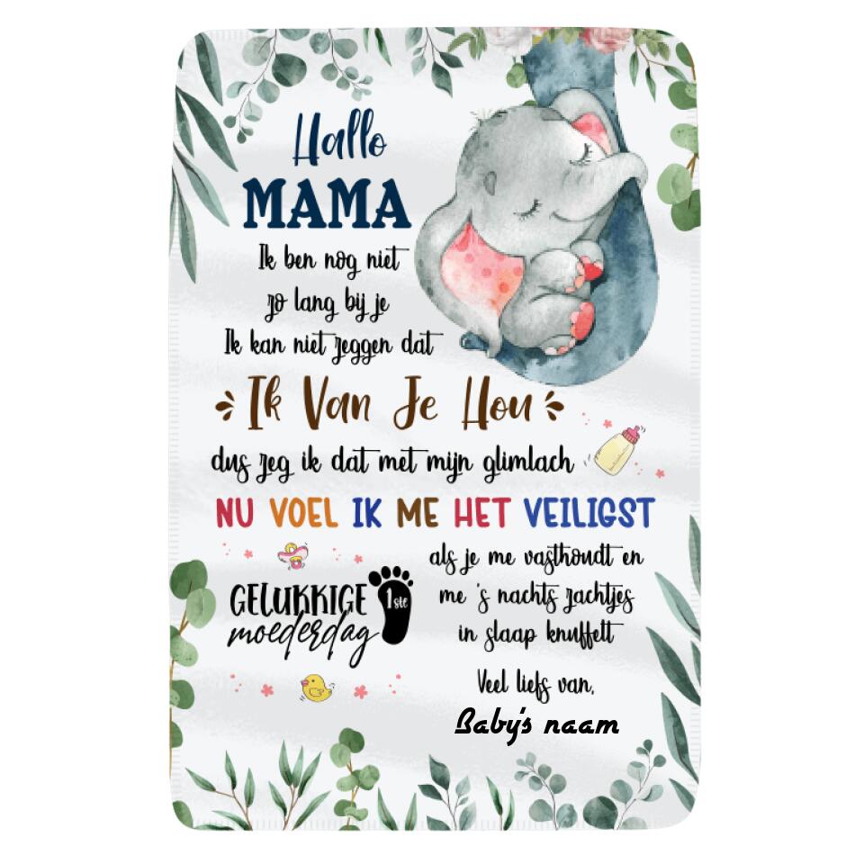 Gepersonaliseerd fleece deken voor Mama | Gepersonaliseerd cadeau voor Moeder | Hallo mama