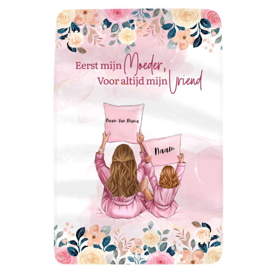 Gepersonaliseerd fleece deken voor Mama | Gepersonaliseerd cadeau voor Moeder |  Eerste Moeder Voor Altijd Vriend
