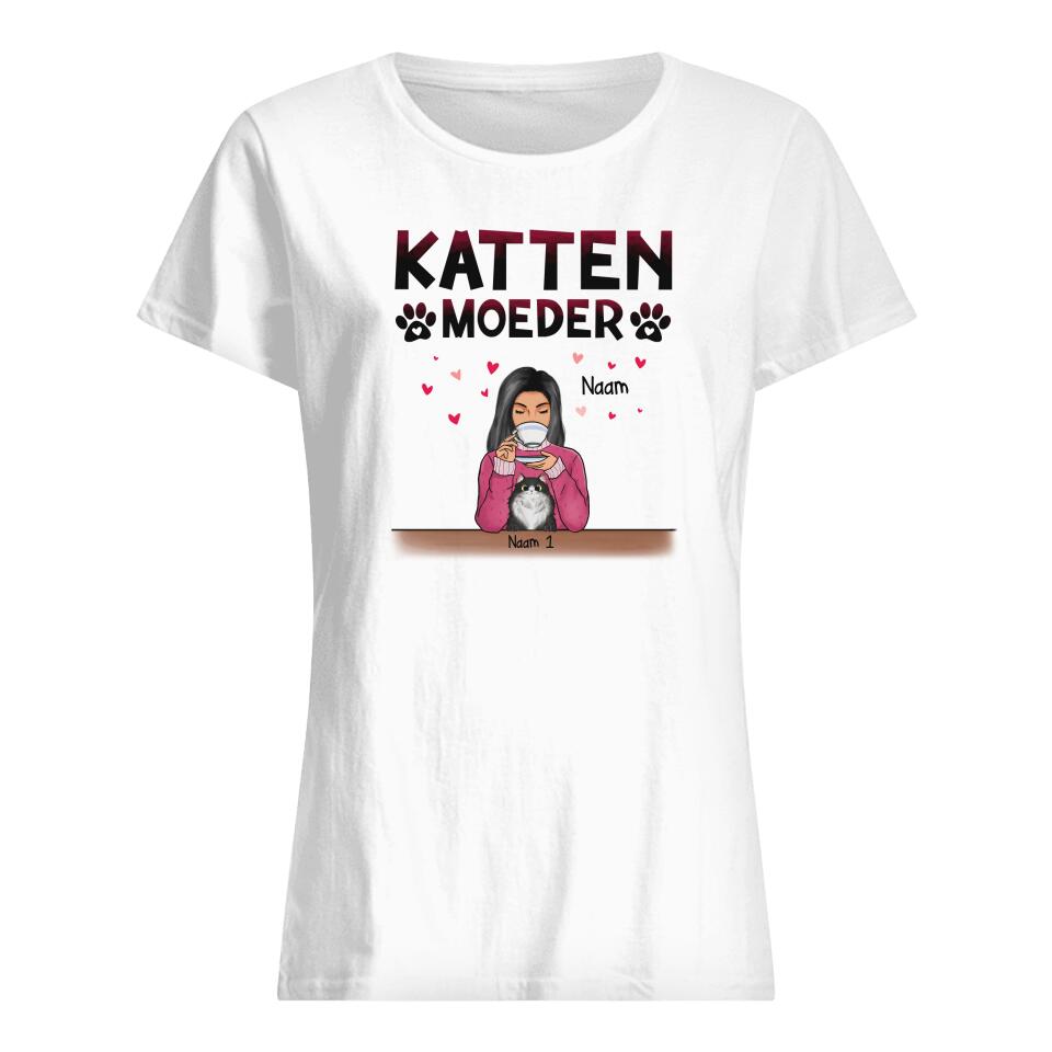 Gepersonaliseerd t shirt voor Mama| Gepersonaliseerd cadeau voor Moeder| Katten Moeder