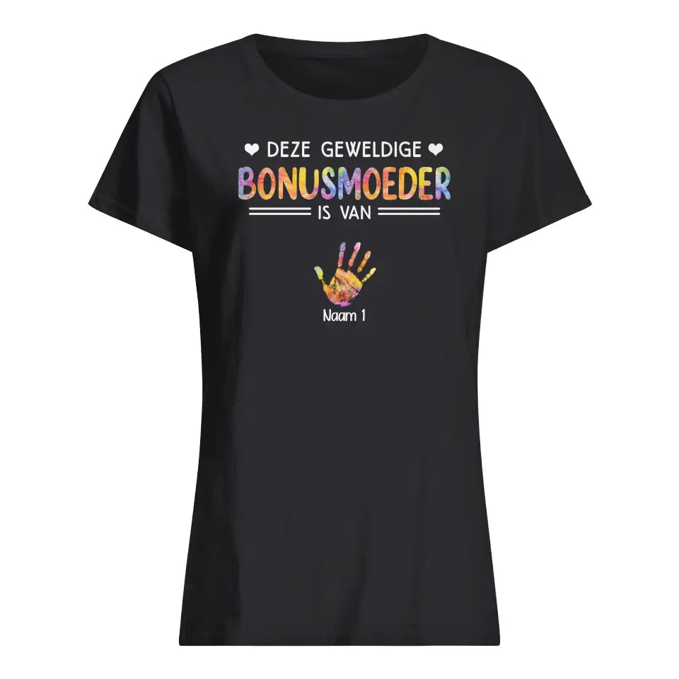 Gepersonaliseerd t shirt voor Mama | Gepersonaliseerd cadeau voor Moeder | IBonusmoeder is van