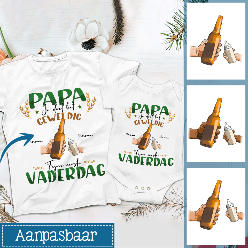 Gepersonaliseerd t shirt voor papa | Gepersonaliseerd cadeau voor vader | Papa Je doet het geweldig