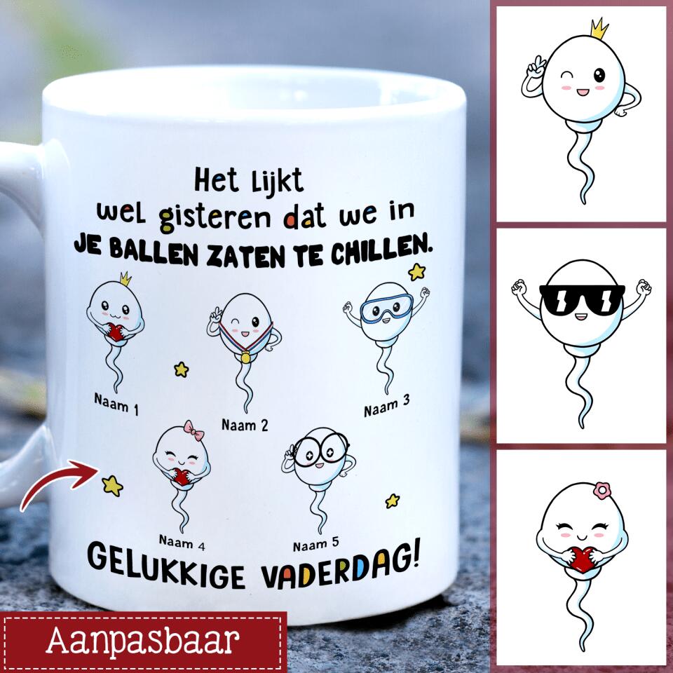 Het lijkt wel gisteren dat we in je ballen zaten te chillen | Gepersonaliseerd mok voor Papa