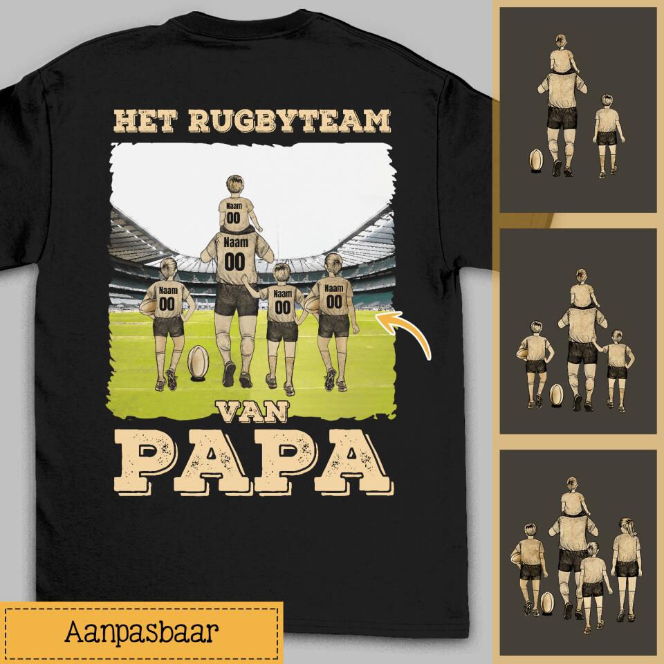 Gepersonaliseerd t shirt voor papa | Gepersonaliseerd cadeau voor vader | Het Rugbyteam Van Papa