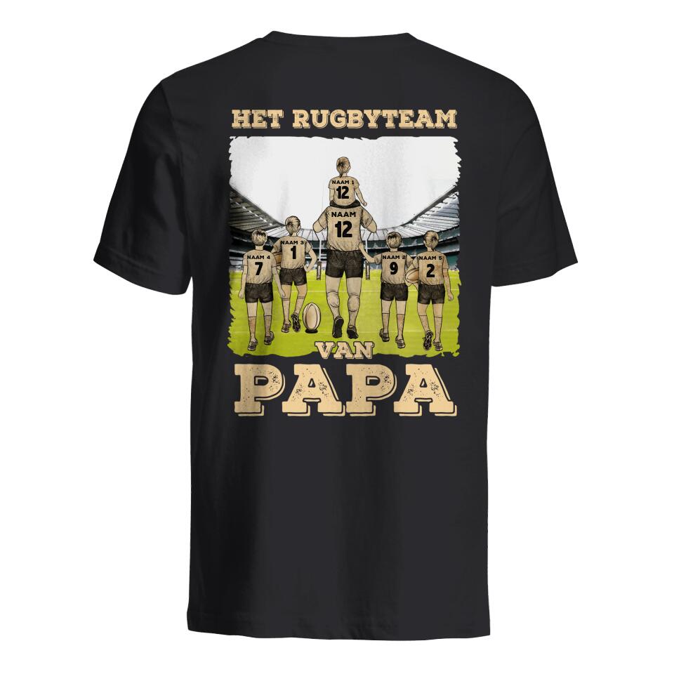 Gepersonaliseerd t shirt voor papa | Gepersonaliseerd cadeau voor vader | Het Rugbyteam Van Papa