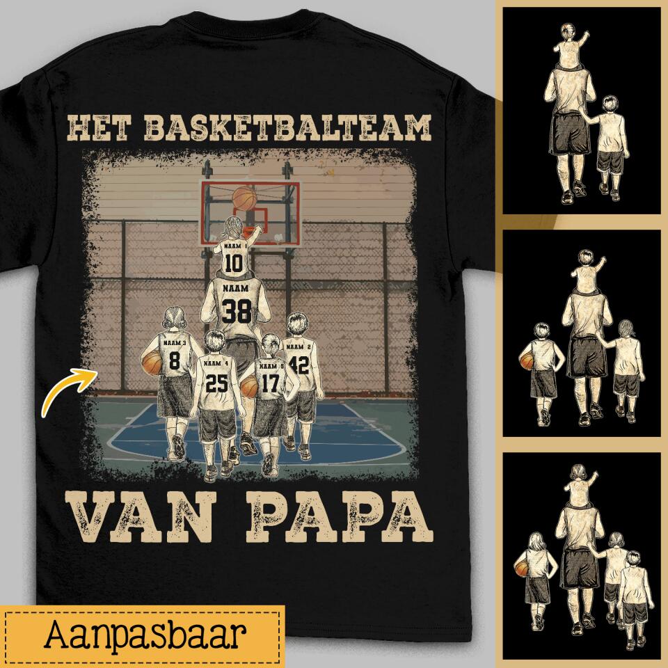 Gepersonaliseerd t shirt voor Papa| Gepersonaliseerd cadeau voor Vader| Het basketbalteam van papa
