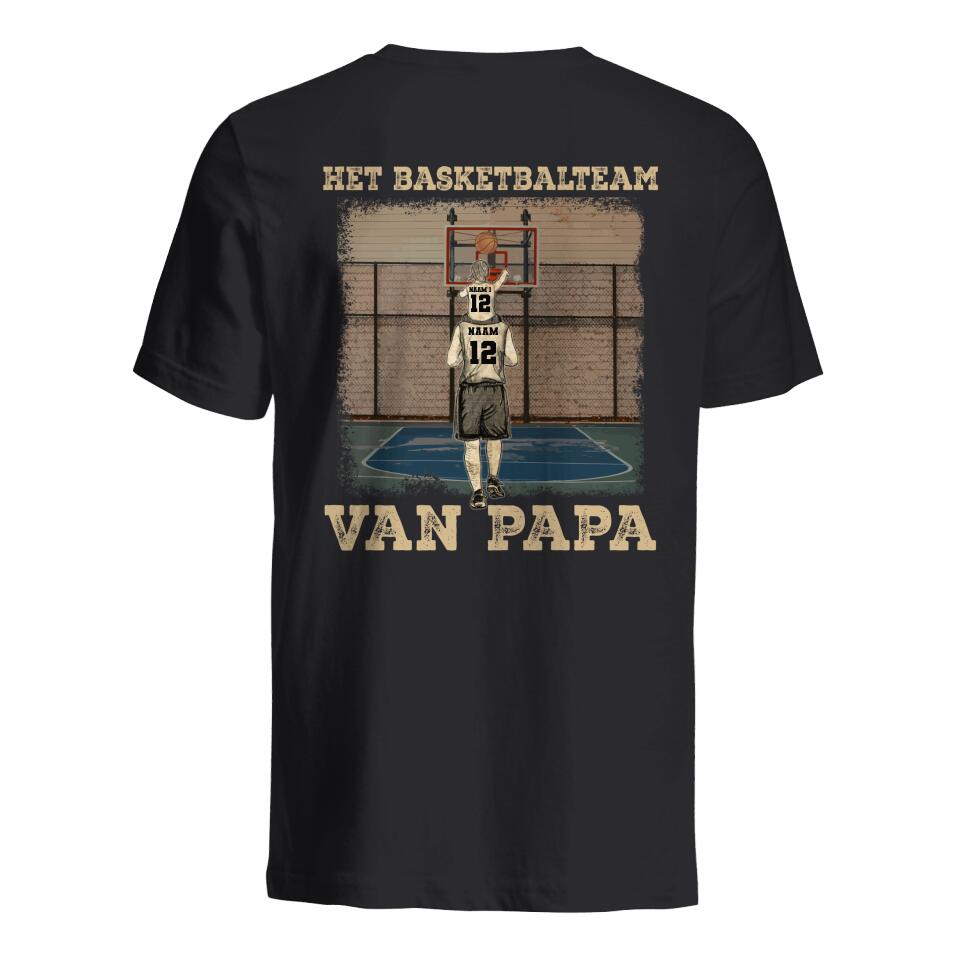 Gepersonaliseerd t shirt voor Papa| Gepersonaliseerd cadeau voor Vader| Het basketbalteam van papa