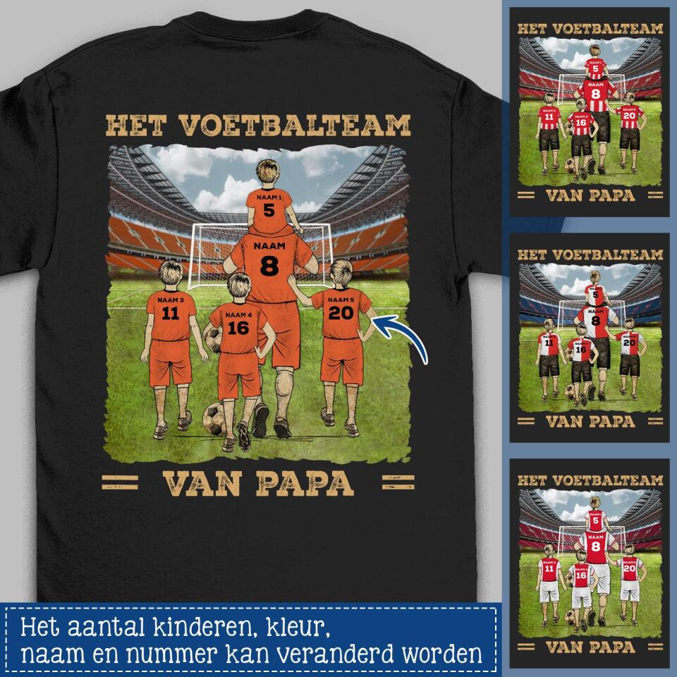 Het voetbalteam van Papa T-shirt | Gepersonaliseerd T-shirt voor Papa