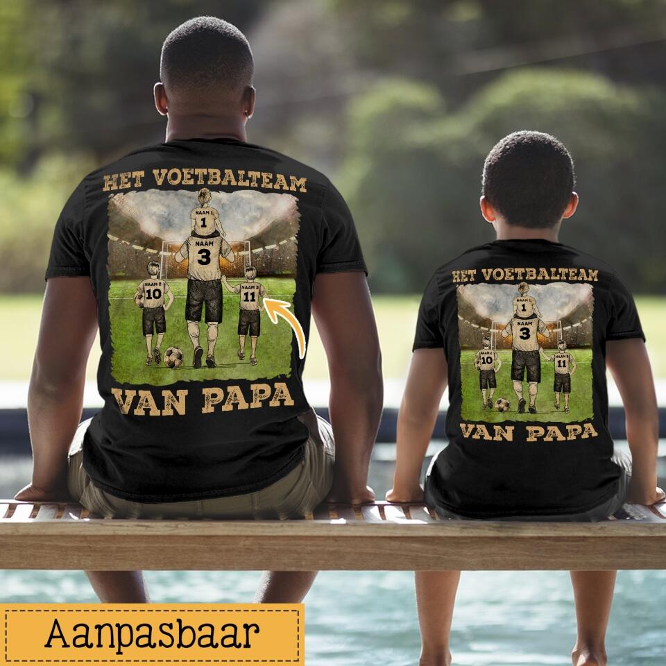 Het Voetbalteam Van Papa | Gepersonaliseerd T-shirt voor Papa