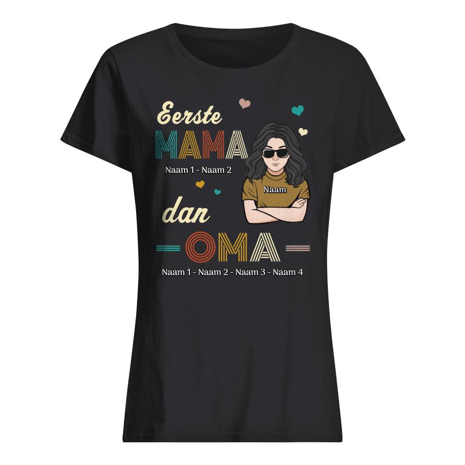 Gepersonaliseerd t shirt voor Mama | Gepersonaliseerd cadeau voor Moeder | Eerste mama dan oma
