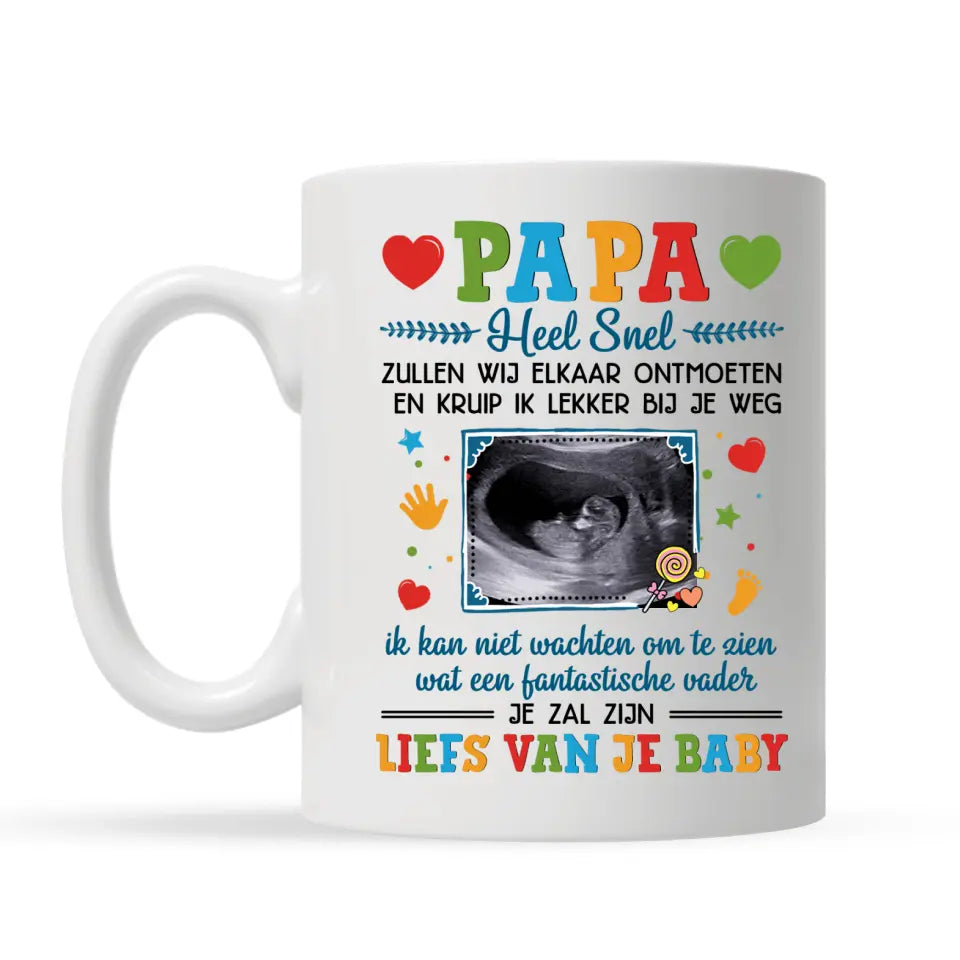 Ik Kan Niet Wachten Om Te Zien Wat Een Fantastische Vader | Gepersonaliseerd mok voor Papa