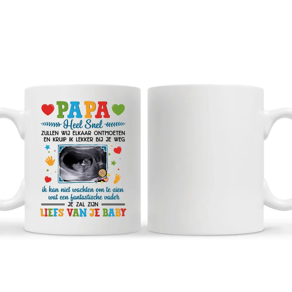 Ik Kan Niet Wachten Om Te Zien Wat Een Fantastische Vader | Gepersonaliseerd mok voor Papa