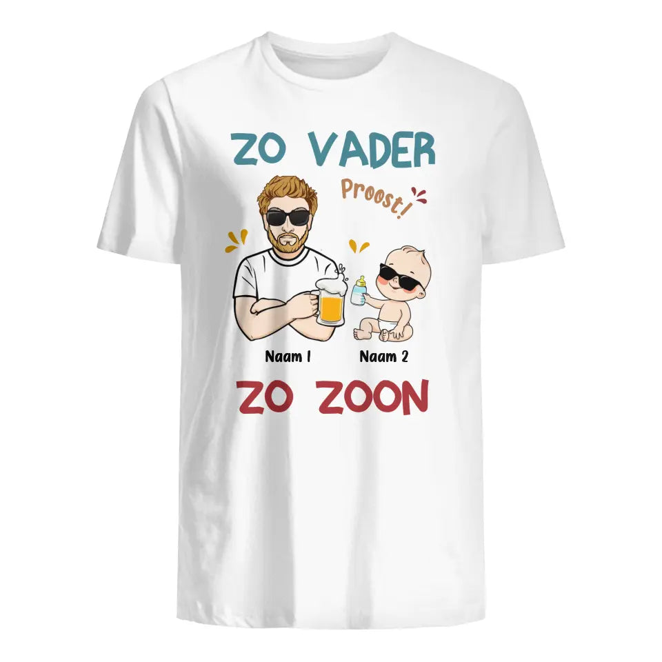 Gepersonaliseerd t shirt voor Papa | Gepersonaliseerd cadeau voor Vader | Zo vader zo zoon