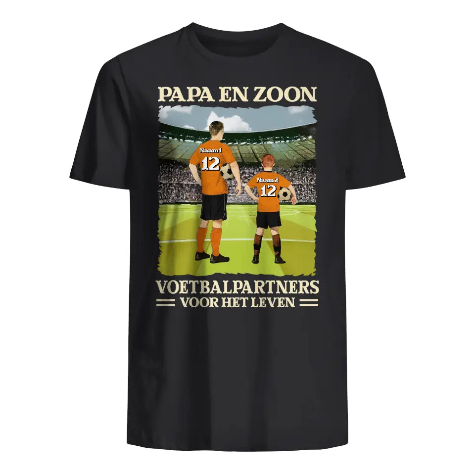 Gepersonaliseerd t shirt voor Papa | Gepersonaliseerd cadeau voor Vader | Papa en zoon/dochter Voetbalpartners voor het leven