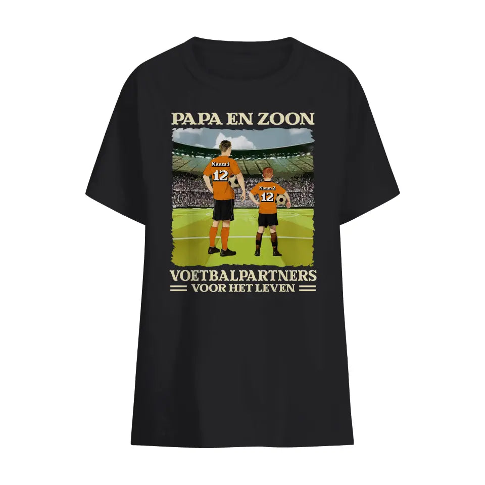 Gepersonaliseerd t shirt voor Papa | Gepersonaliseerd cadeau voor Vader | Papa en zoon/dochter Voetbalpartners voor het leven