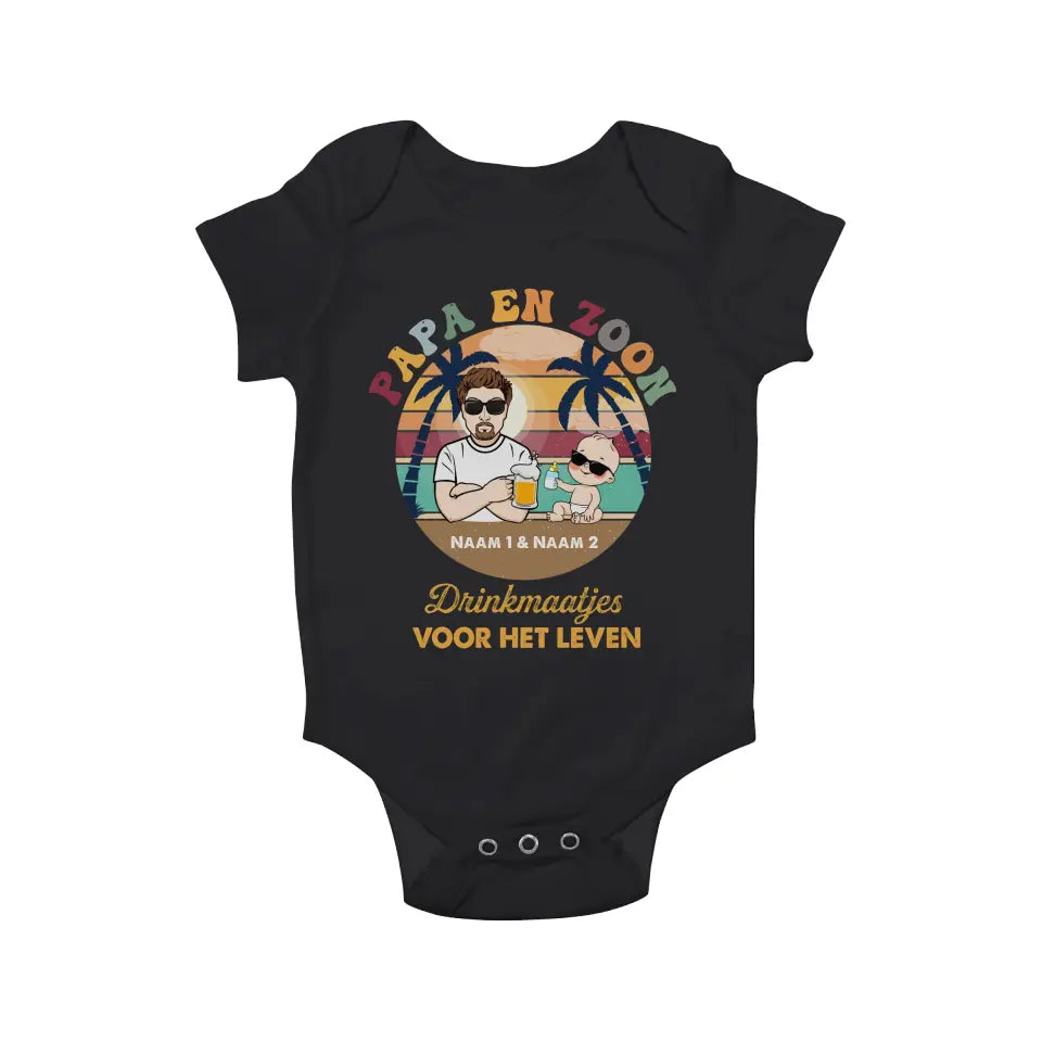 Gepersonaliseerd t shirt voor Nieuwe papa | Gepersonaliseerd cadeau voor Nieuwe vader | Papa en zoon/dochter Drinkmaatjes voor het leven