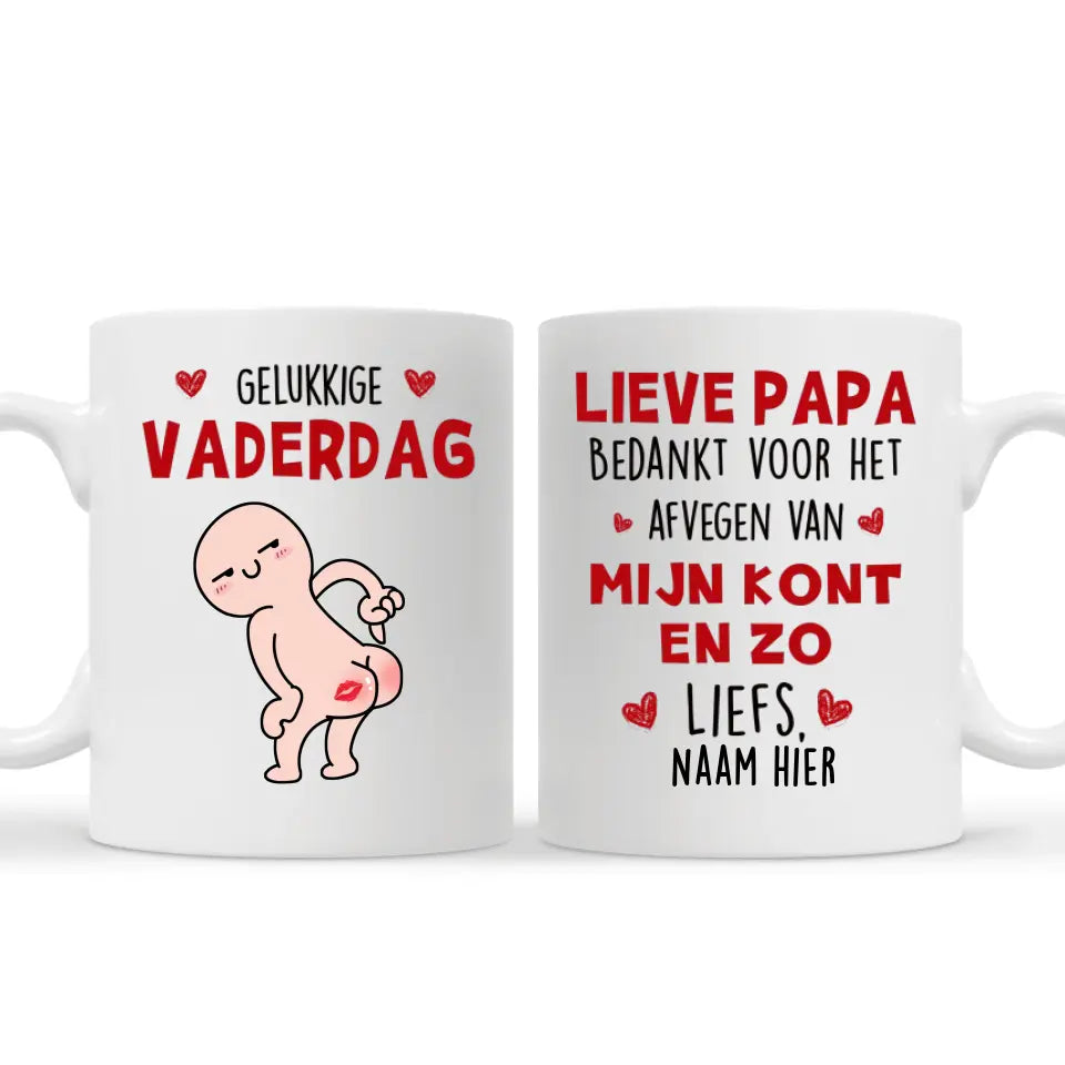 Gepersonaliseerd mok voor Papa | Gepersonaliseerd cadeau voor Vader | Gelukkige vaderdag Bedankt voor het afvegen van