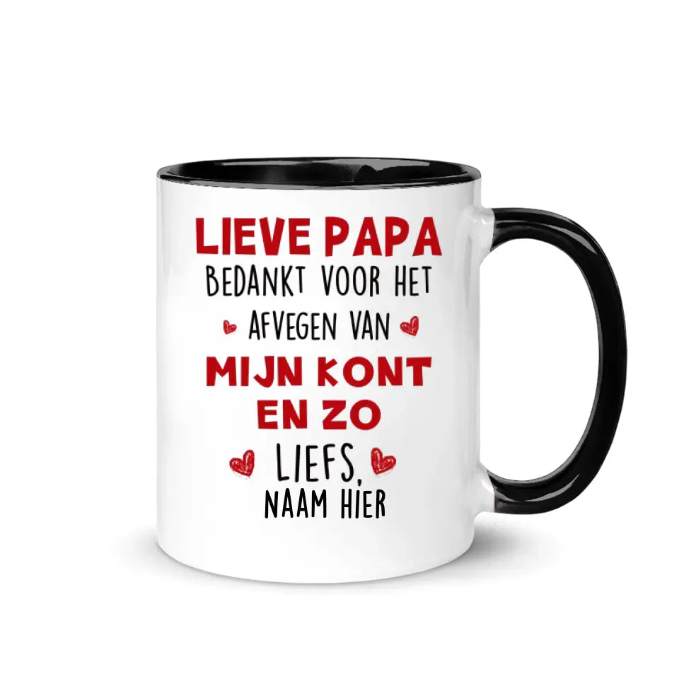 Gepersonaliseerd mok voor Papa | Gepersonaliseerd cadeau voor Vader | Gelukkige vaderdag Bedankt voor het afvegen van