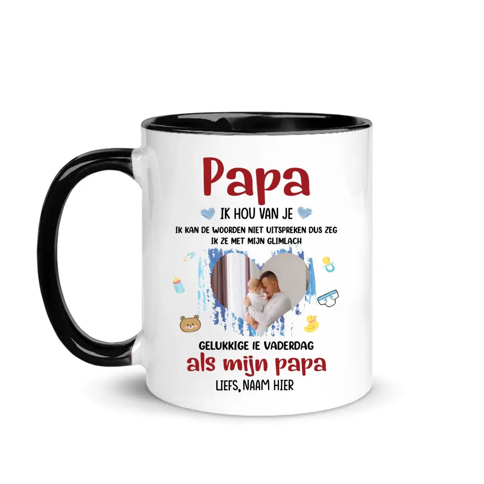 Gepersonaliseerd mok voor Nieuwe papa | Gepersonaliseerd cadeau voor Nieuwe vader | Gelukkige 1e vaderdag als mijn papa