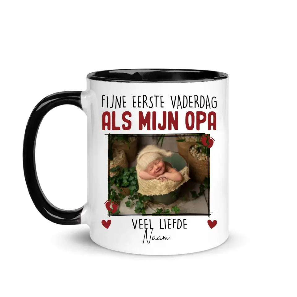 Gepersonaliseerd mok voor Nieuwe opa | Gepersonaliseerd cadeau voor Nieuwe opa | fijne eerste vaderdag als mijn opa