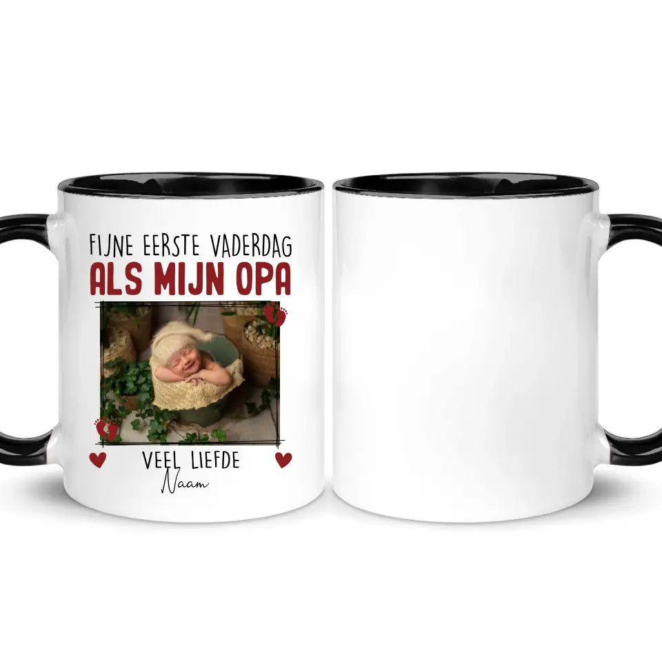 Gepersonaliseerd mok voor Nieuwe opa | Gepersonaliseerd cadeau voor Nieuwe opa | fijne eerste vaderdag als mijn opa