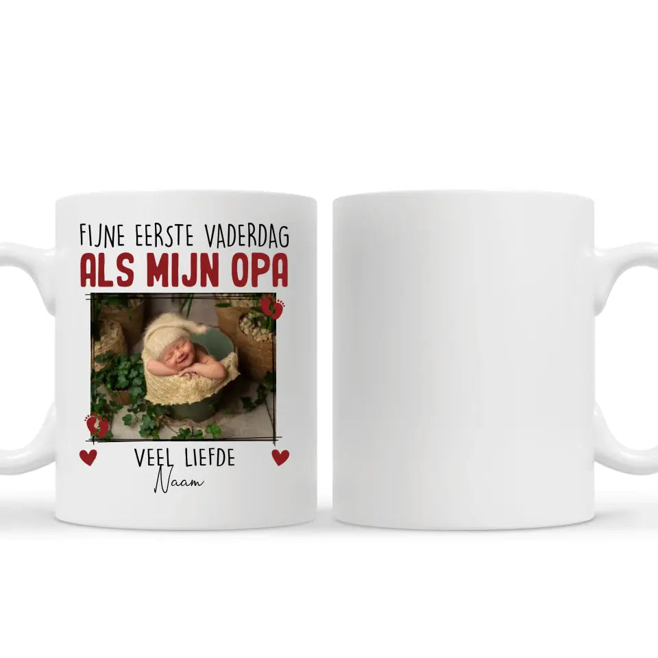 Gepersonaliseerd mok voor Nieuwe opa | Gepersonaliseerd cadeau voor Nieuwe opa | fijne eerste vaderdag als mijn opa