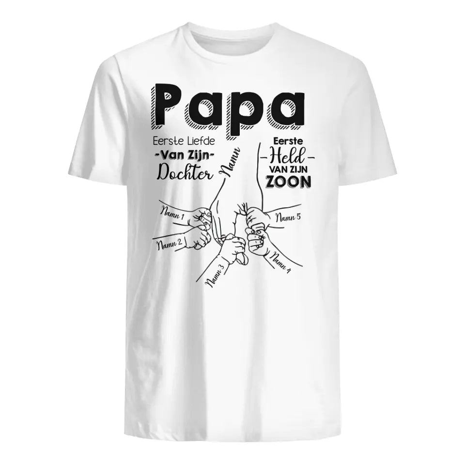 Gepersonaliseerd t shirt voor vader | Gepersonaliseerd cadeau voor Papa | Papa Eerste Liefde van zijn dochter Eerste Held van zijn zoon