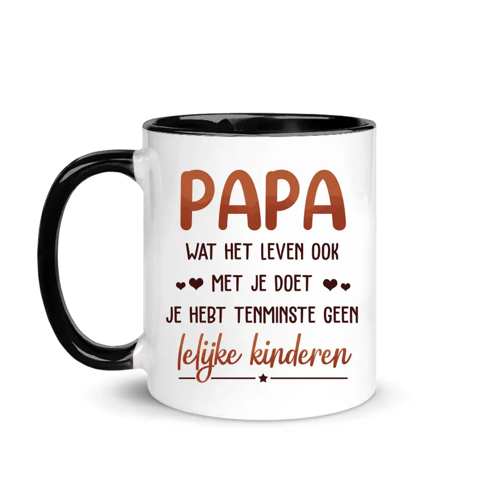 Gepersonaliseerd mok voor papa | Gepersonaliseerd cadeau voor vader | Papa Wat het leven ook met je doet