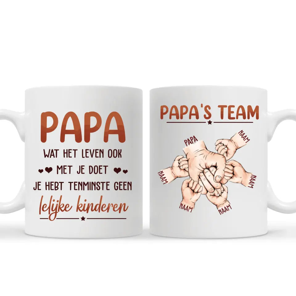 Gepersonaliseerd mok voor papa | Gepersonaliseerd cadeau voor vader | Papa Wat het leven ook met je doet