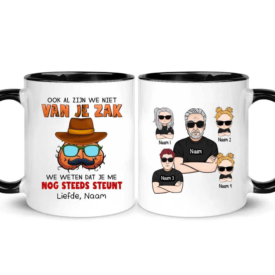 Gepersonaliseerd mok voor papa | Gepersonaliseerd cadeau voor vader | Ook al zijn we niet van je zak we weten dat je me nog steeds steunt