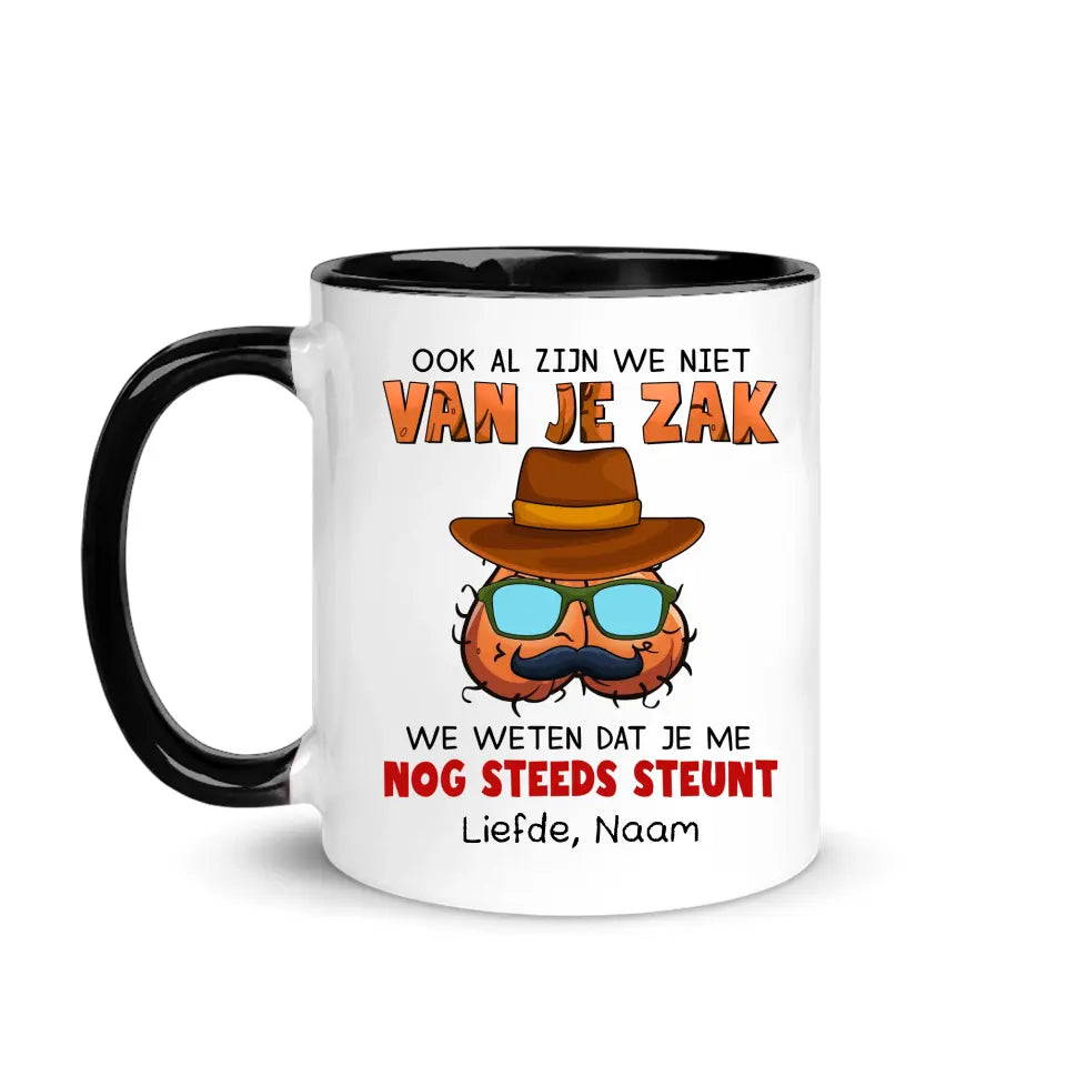 Gepersonaliseerd mok voor papa | Gepersonaliseerd cadeau voor vader | Ook al zijn we niet van je zak we weten dat je me nog steeds steunt